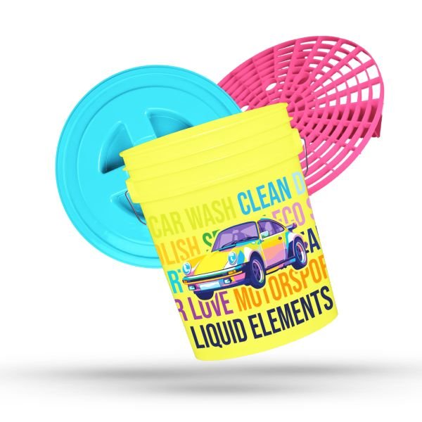 Liquid Elements Wash Bucket 20L incl. dirt strainer and lid "Pop Art"
