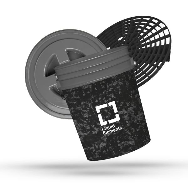 Liquid Elements Wash Bucket 20L incl. dirt strainer and lid "Forged Carbon"